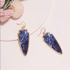 Marble Arrowhead Shape Drop Statement Earrings